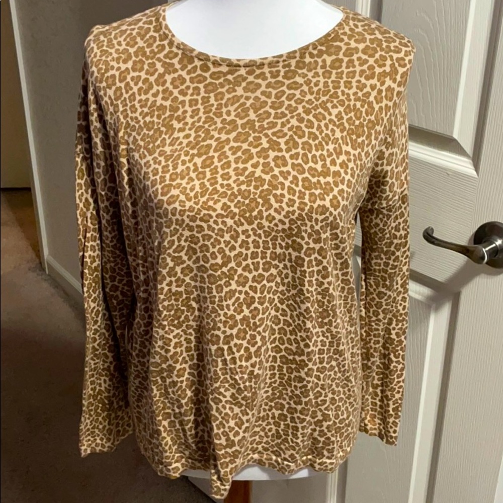 J. Jill Leopard Print Long Sleeve Knit